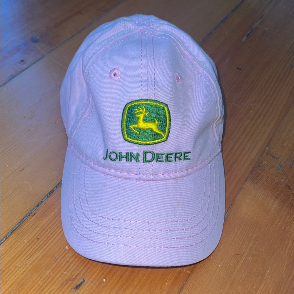 John Deere Light Pink Cap with Green Logo